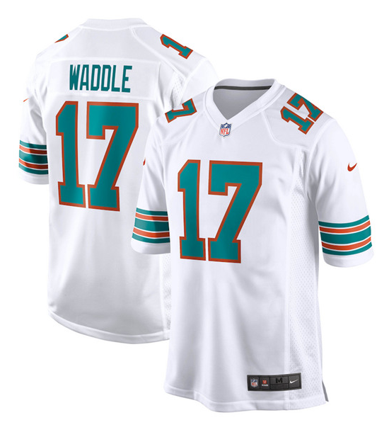 Men's Miami Dolphins #17 Jaylen Waddle White Stitched Football Jersey